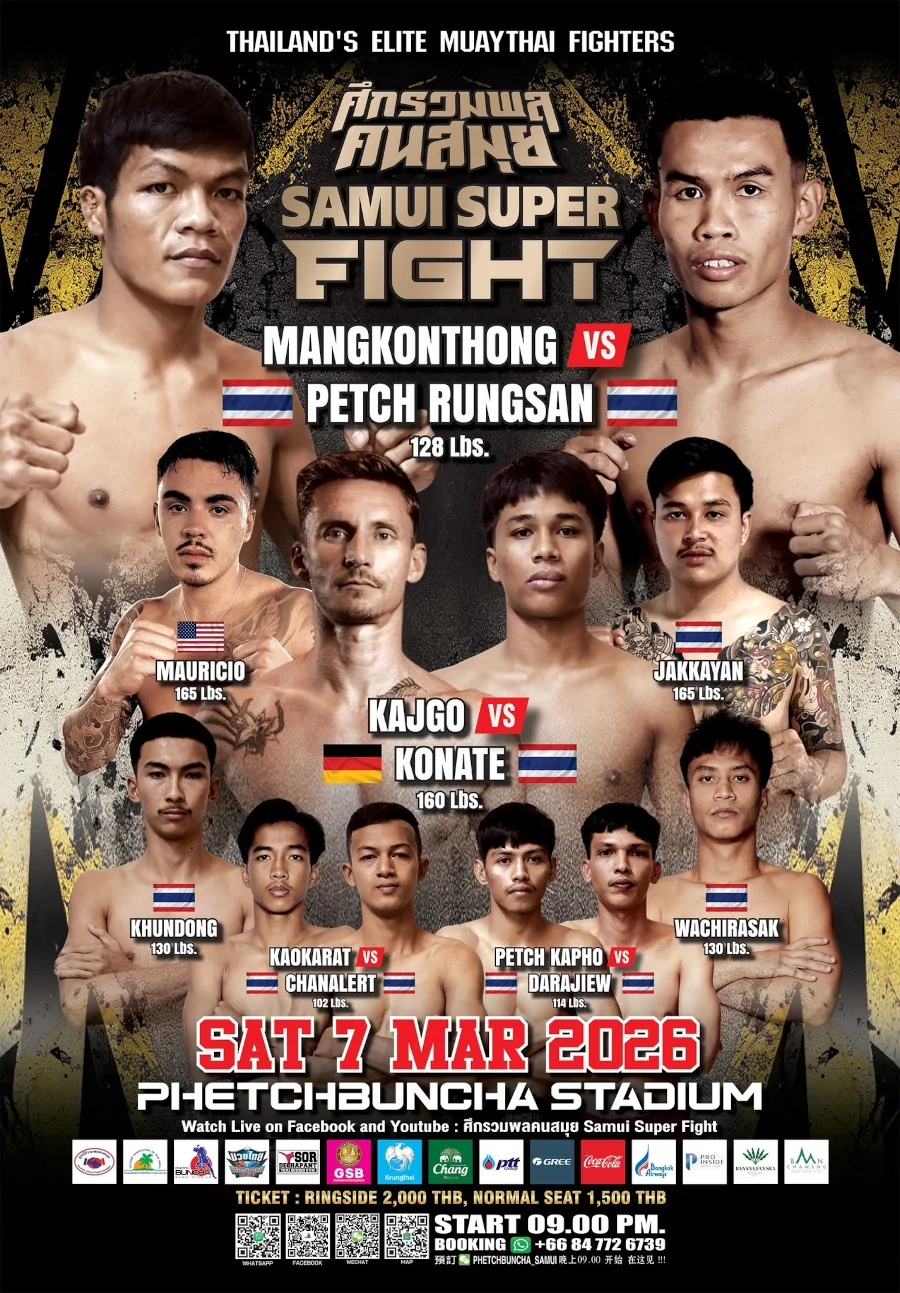 Phetchbuncha Boxing Stadium Fight Card 7 March 2026