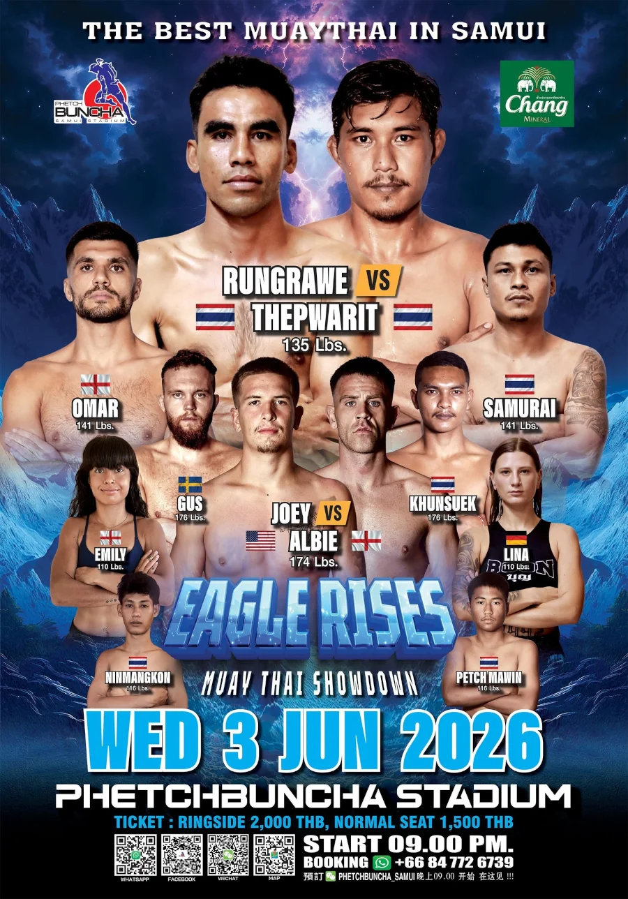 Phetchbuncha Boxing Stadium Fight Card 3 June 2026