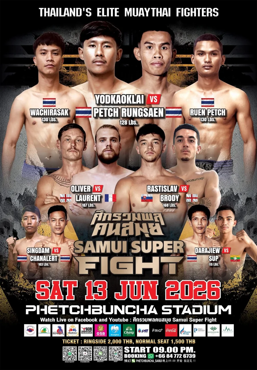 Phetchbuncha Boxing Stadium Fight Card 13 June 2026