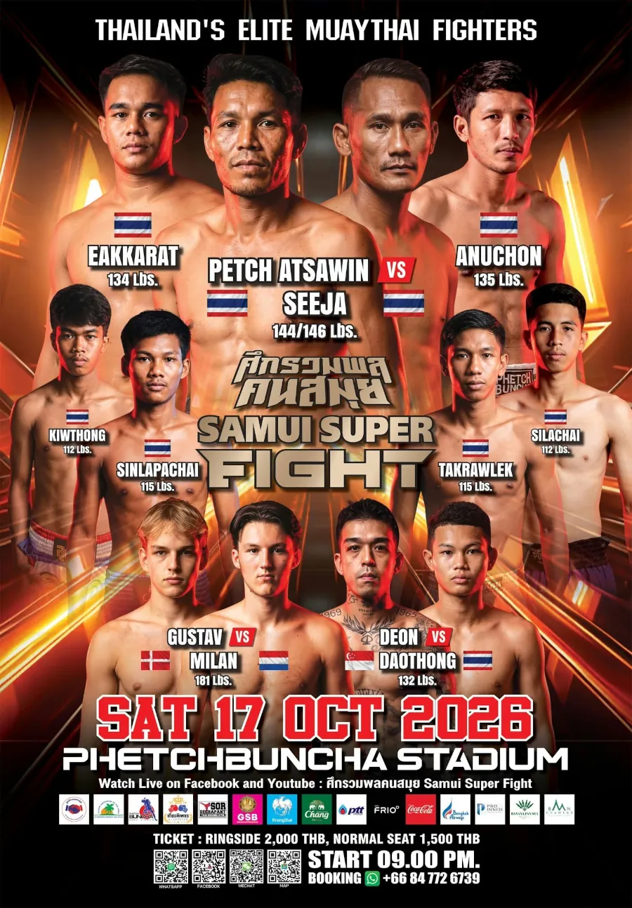Phetchbuncha Boxing Stadium Fight Card 17 October 2026